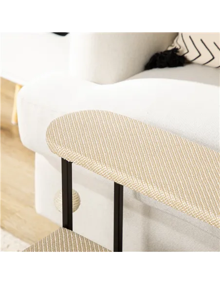 PawHut Three-Step Pet Stairs, with Sisal Scratching Board, Toy Hanging Ball, Steel Frame