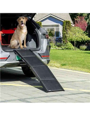 PawHut Folding Dog Ramp for Car, Portable Pet Ramp, with Non-Slip Surface, Aluminium Alloy Frame, for XL Dogs