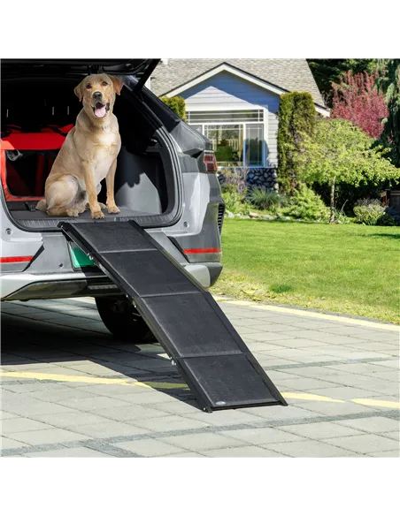 PawHut Folding Dog Ramp for Car, Portable Pet Ramp, with Non-Slip Surface, Aluminium Alloy Frame, for XL Dogs