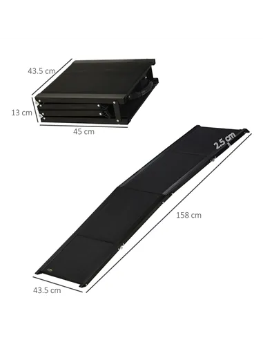 PawHut Folding Dog Ramp for Car, Portable Pet Ramp, with Non-Slip Surface, Aluminium Alloy Frame, for XL Dogs
