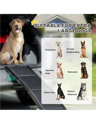 PawHut Folding Dog Ramp for Car, Portable Pet Ramp, with Non-Slip Surface, Aluminium Alloy Frame, for XL Dogs