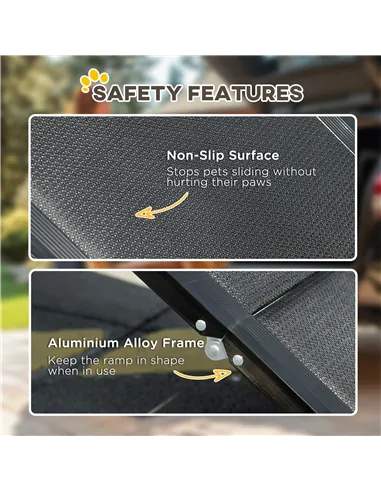PawHut Folding Dog Ramp for Car, Portable Pet Ramp, with Non-Slip Surface, Aluminium Alloy Frame, for XL Dogs