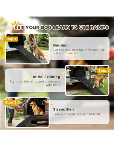 PawHut Folding Dog Ramp for Car, Portable Pet Ramp, with Non-Slip Surface, Aluminium Alloy Frame, for XL Dogs