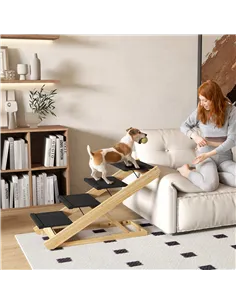 PawHut Adjustable Dog Steps Dog Ramp, 4-Step Non-slip Pet Stairs for Large Sized Dogs, Foldable Dog Stairs for Bed Sofa 2