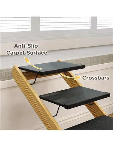 PawHut Adjustable Dog Steps Dog Ramp, 4-Step Non-slip Pet Stairs for Large Sized Dogs, Foldable Dog Stairs for Bed Sofa