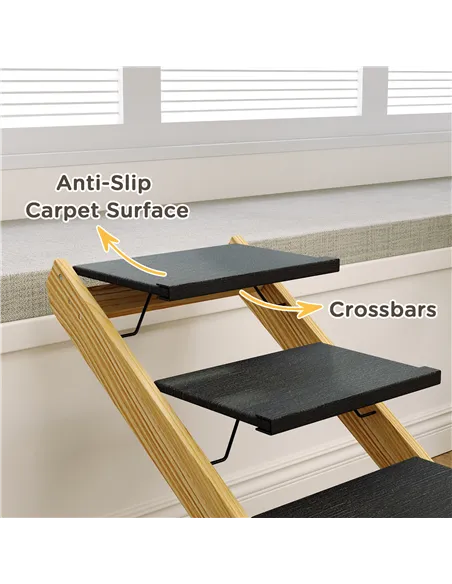 PawHut Adjustable Dog Steps Dog Ramp, 4-Step Non-slip Pet Stairs for Large Sized Dogs, Foldable Dog Stairs for Bed Sofa