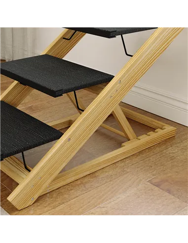 PawHut Adjustable Dog Steps Dog Ramp, 4-Step Non-slip Pet Stairs for Large Sized Dogs, Foldable Dog Stairs for Bed Sofa