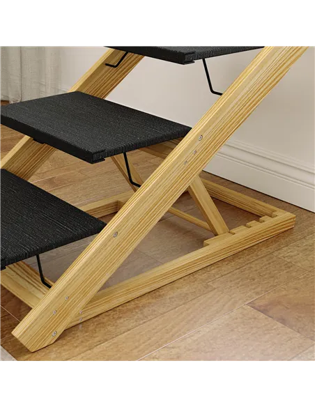 PawHut Adjustable Dog Steps Dog Ramp, 4-Step Non-slip Pet Stairs for Large Sized Dogs, Foldable Dog Stairs for Bed Sofa