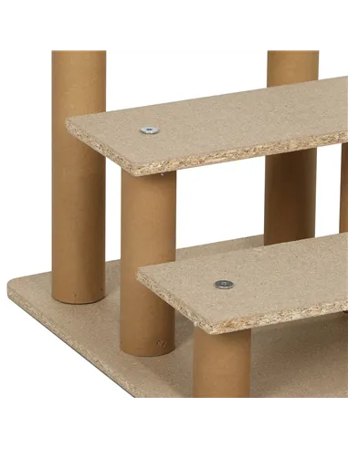 PawHut Three-Step Dog Stairs, with Washable Plush Cover, for High Bed Sofa, Dog Stairs for Small Dog and Cat - Light Grey