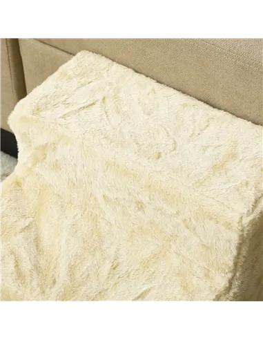 PawHut Three-Step Dog Stairs, with Washable Plush Cover, for High Bed Sofa, Dog Stairs for Small Dog and Cat - Beige