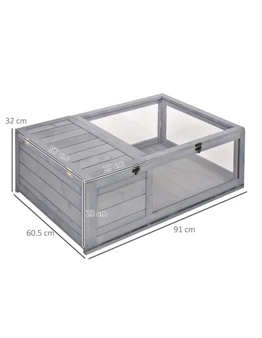 PawHut Tortoise House, Small Reptile Wooden House, with Mesh Roofs, Side Panels, for Turtles, Lizards, Geckos and Snakes