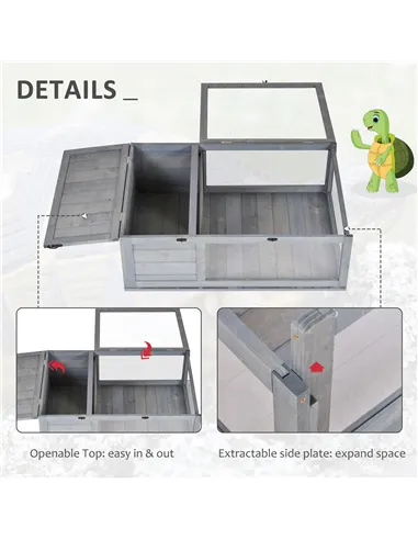 PawHut Tortoise House, Small Reptile Wooden House, with Mesh Roofs, Side Panels, for Turtles, Lizards, Geckos and Snakes