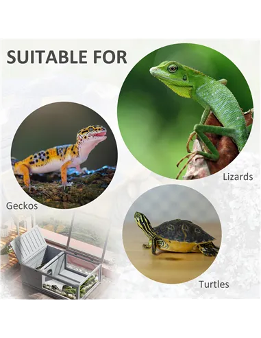 PawHut Tortoise House, Small Reptile Wooden House, with Mesh Roofs, Side Panels, for Turtles, Lizards, Geckos and Snakes