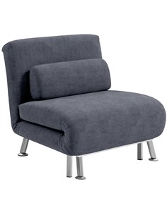 HOMCOM Single Velvet-Feel Sleeper Chair - Charcoal Grey