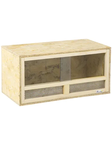 PawHut Reptile Terrarium Vivarium Habitat w/ Transparent Sliding Doors, Breathable Mesh, for Lizards, Horned Frogs, Snakes and C