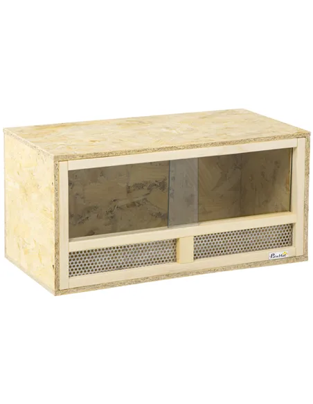 PawHut Reptile Terrarium Vivarium Habitat w/ Transparent Sliding Doors, Breathable Mesh, for Lizards, Horned Frogs, Snakes and C