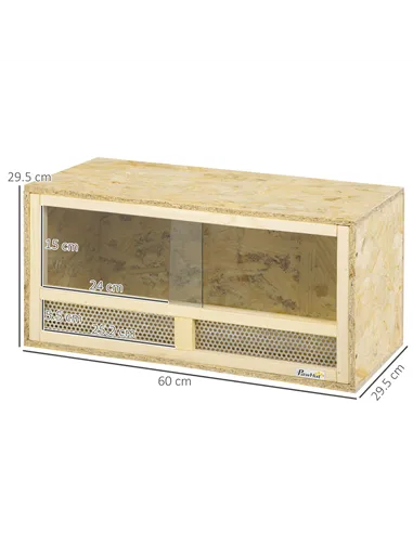 PawHut Reptile Terrarium Vivarium Habitat w/ Transparent Sliding Doors, Breathable Mesh, for Lizards, Horned Frogs, Snakes and C
