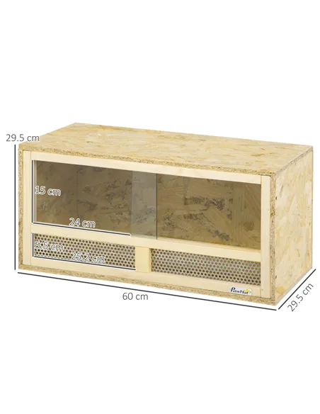 PawHut Reptile Terrarium Vivarium Habitat w/ Transparent Sliding Doors, Breathable Mesh, for Lizards, Horned Frogs, Snakes and C