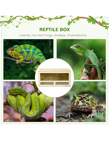 PawHut Reptile Terrarium Vivarium Habitat w/ Transparent Sliding Doors, Breathable Mesh, for Lizards, Horned Frogs, Snakes and C