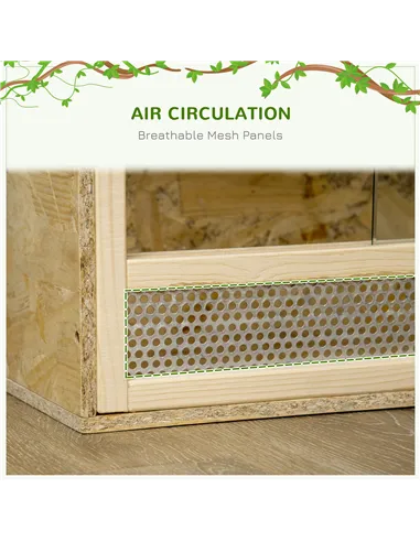 PawHut Reptile Terrarium Vivarium Habitat w/ Transparent Sliding Doors, Breathable Mesh, for Lizards, Horned Frogs, Snakes and C