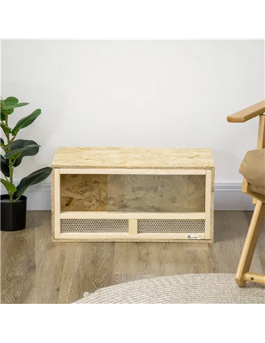 PawHut Reptile Terrarium Vivarium Habitat w/ Transparent Sliding Doors, Breathable Mesh, for Lizards, Horned Frogs, Snakes and C