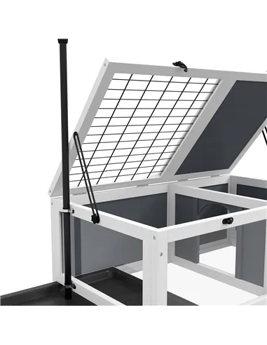 PawHut Tortoise Table with Adjustable Lamp Holder, Wooden Tortoise House w/ Openable Lids, Pull-Out Trays - Grey