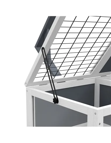 PawHut Tortoise Table with Wooden Lamp Holder, Wooden Tortoise House w/ Openable Lids, Pull-Out Trays - Grey