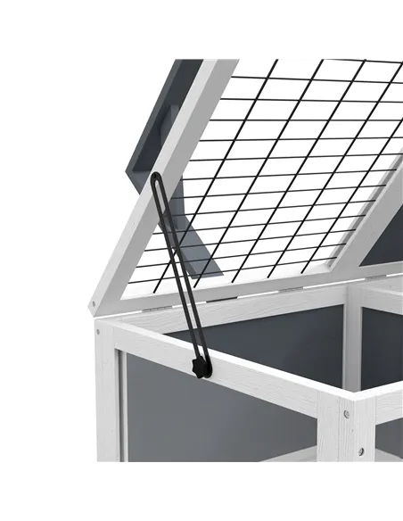 PawHut Tortoise Table with Wooden Lamp Holder, Wooden Tortoise House w/ Openable Lids, Pull-Out Trays - Grey