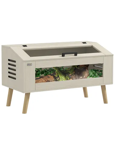 PawHut 140L Vivarium for Snakes, Lizards, Horned Frogs, Chameleons, Hamsters, Gerbils with Tempered Glass Windows