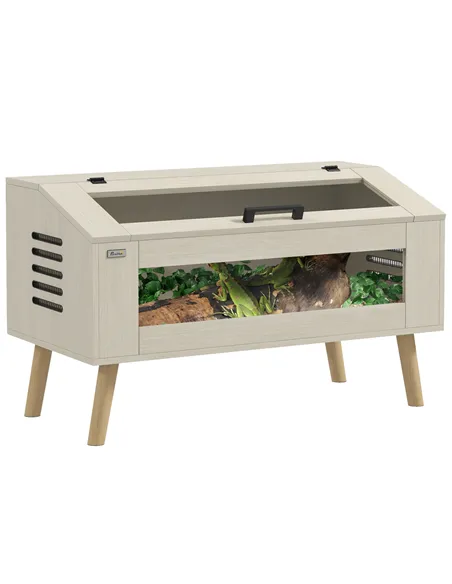 PawHut 140L Vivarium for Snakes, Lizards, Horned Frogs, Chameleons, Hamsters, Gerbils with Tempered Glass Windows