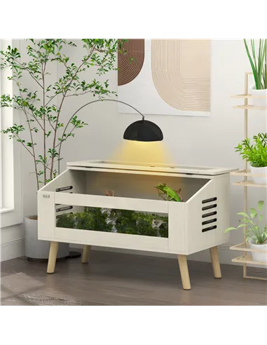 PawHut 140L Vivarium for Snakes, Lizards, Horned Frogs, Chameleons, Hamsters, Gerbils with Tempered Glass Windows