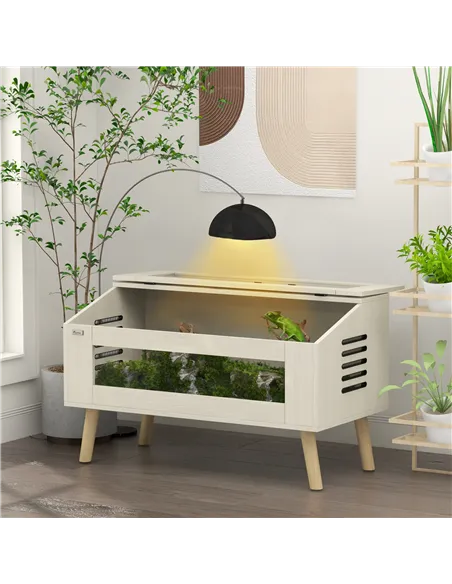 PawHut 140L Vivarium for Snakes, Lizards, Horned Frogs, Chameleons, Hamsters, Gerbils with Tempered Glass Windows