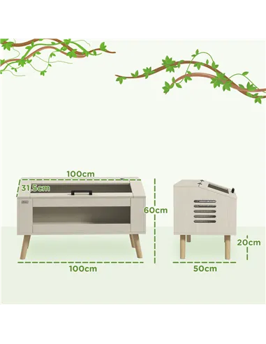 PawHut 140L Vivarium for Snakes, Lizards, Horned Frogs, Chameleons, Hamsters, Gerbils with Tempered Glass Windows