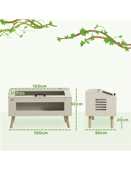 PawHut 140L Vivarium for Snakes, Lizards, Horned Frogs, Chameleons, Hamsters, Gerbils with Tempered Glass Windows