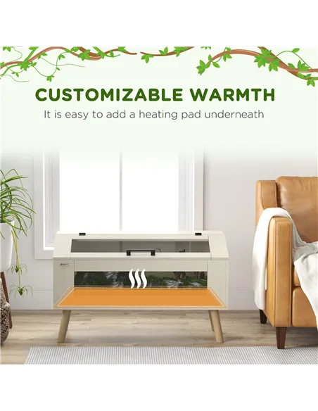 PawHut 140L Vivarium for Snakes, Lizards, Horned Frogs, Chameleons, Hamsters, Gerbils with Tempered Glass Windows