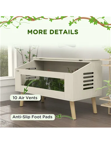 PawHut 140L Vivarium for Snakes, Lizards, Horned Frogs, Chameleons, Hamsters, Gerbils with Tempered Glass Windows