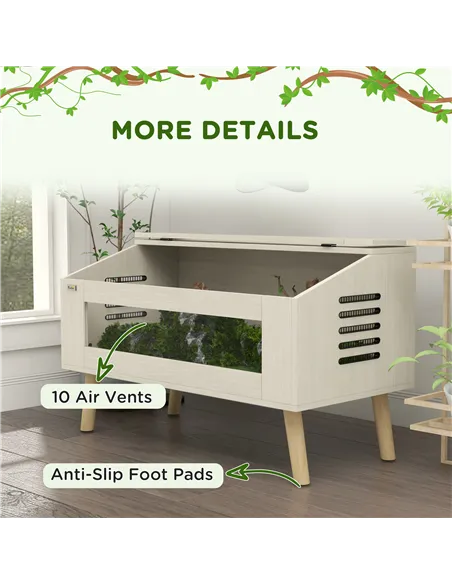 PawHut 140L Vivarium for Snakes, Lizards, Horned Frogs, Chameleons, Hamsters, Gerbils with Tempered Glass Windows