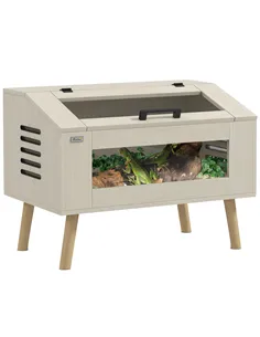 PawHut 111L Vivarium for Snakes, Lizards, Horned Frogs, Chameleons, Hamsters, Gerbils with Tempered Glass Windows