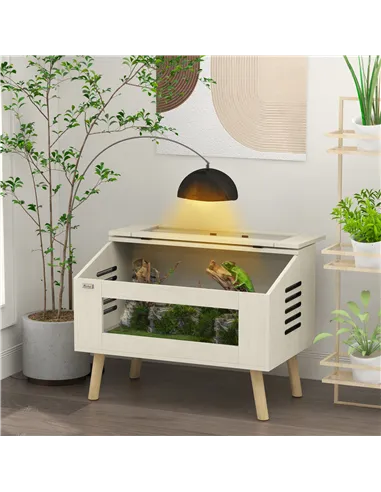 PawHut 111L Vivarium for Snakes, Lizards, Horned Frogs, Chameleons, Hamsters, Gerbils with Tempered Glass Windows