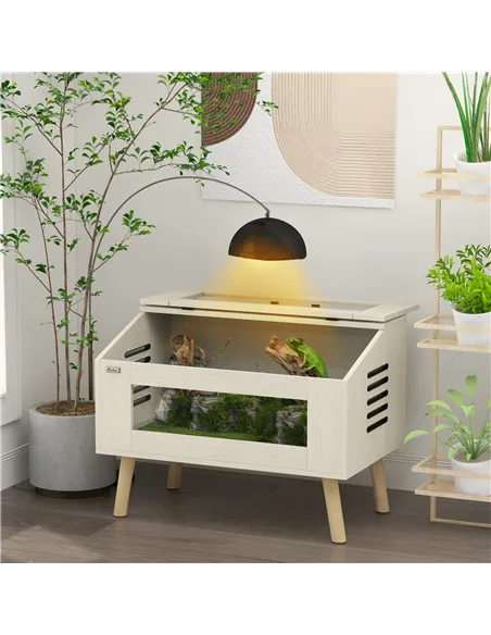 PawHut 111L Vivarium for Snakes, Lizards, Horned Frogs, Chameleons, Hamsters, Gerbils with Tempered Glass Windows