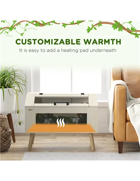 PawHut 111L Vivarium for Snakes, Lizards, Horned Frogs, Chameleons, Hamsters, Gerbils with Tempered Glass Windows