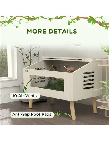 PawHut 111L Vivarium for Snakes, Lizards, Horned Frogs, Chameleons, Hamsters, Gerbils with Tempered Glass Windows