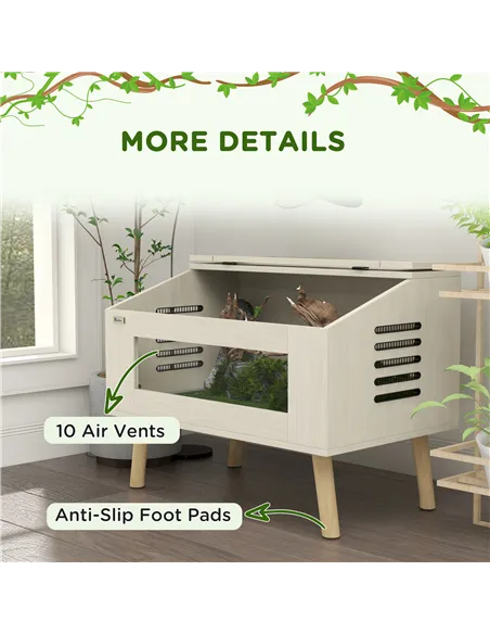 PawHut 111L Vivarium for Snakes, Lizards, Horned Frogs, Chameleons, Hamsters, Gerbils with Tempered Glass Windows