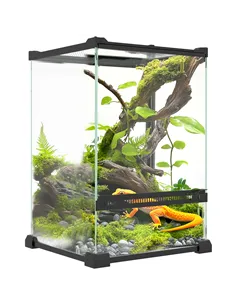 PawHut 12L Vivarium for Lizards, Frogs, Snakes, Turtles, Tortoises w/ Anti-Escape Design, Ventilation