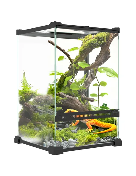 PawHut 12L Vivarium for Lizards, Frogs, Snakes, Turtles, Tortoises w/ Anti-Escape Design, Ventilation