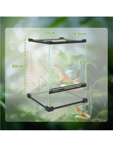 PawHut 12L Vivarium for Lizards, Frogs, Snakes, Turtles, Tortoises w/ Anti-Escape Design, Ventilation