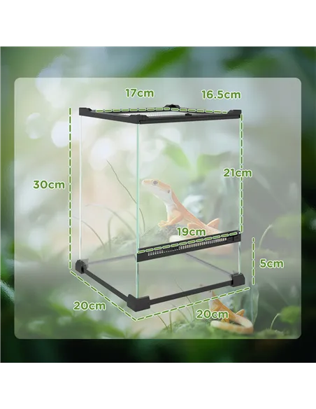 PawHut 12L Vivarium for Lizards, Frogs, Snakes, Turtles, Tortoises w/ Anti-Escape Design, Ventilation