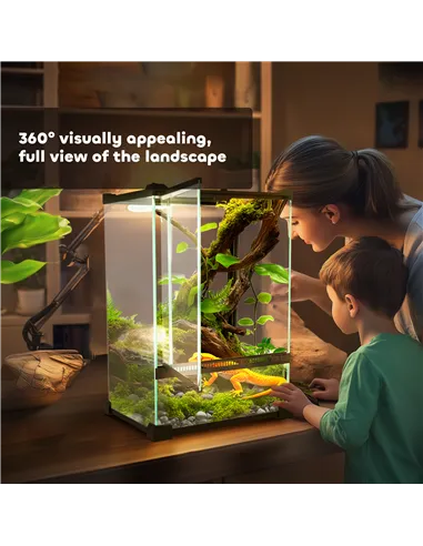 PawHut 12L Vivarium for Lizards, Frogs, Snakes, Turtles, Tortoises w/ Anti-Escape Design, Ventilation