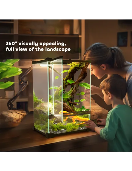 PawHut 12L Vivarium for Lizards, Frogs, Snakes, Turtles, Tortoises w/ Anti-Escape Design, Ventilation