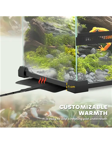 PawHut 12L Vivarium for Lizards, Frogs, Snakes, Turtles, Tortoises w/ Anti-Escape Design, Ventilation